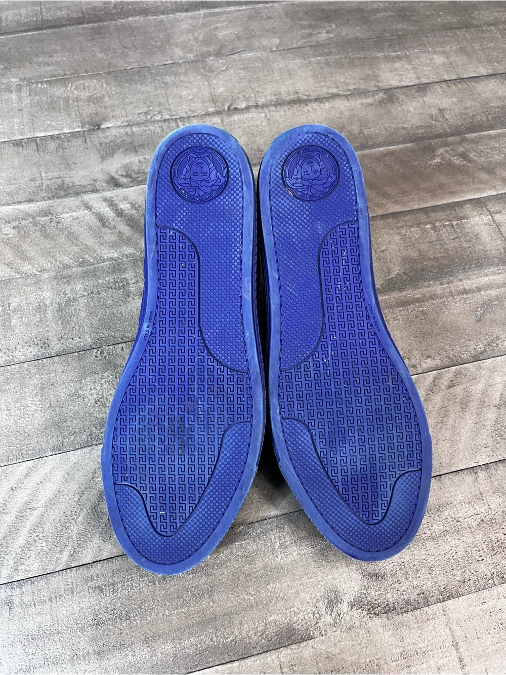 Versace Greca Pattern Leather Royal Blue Mens Sz 12 - Picture 6 of 7